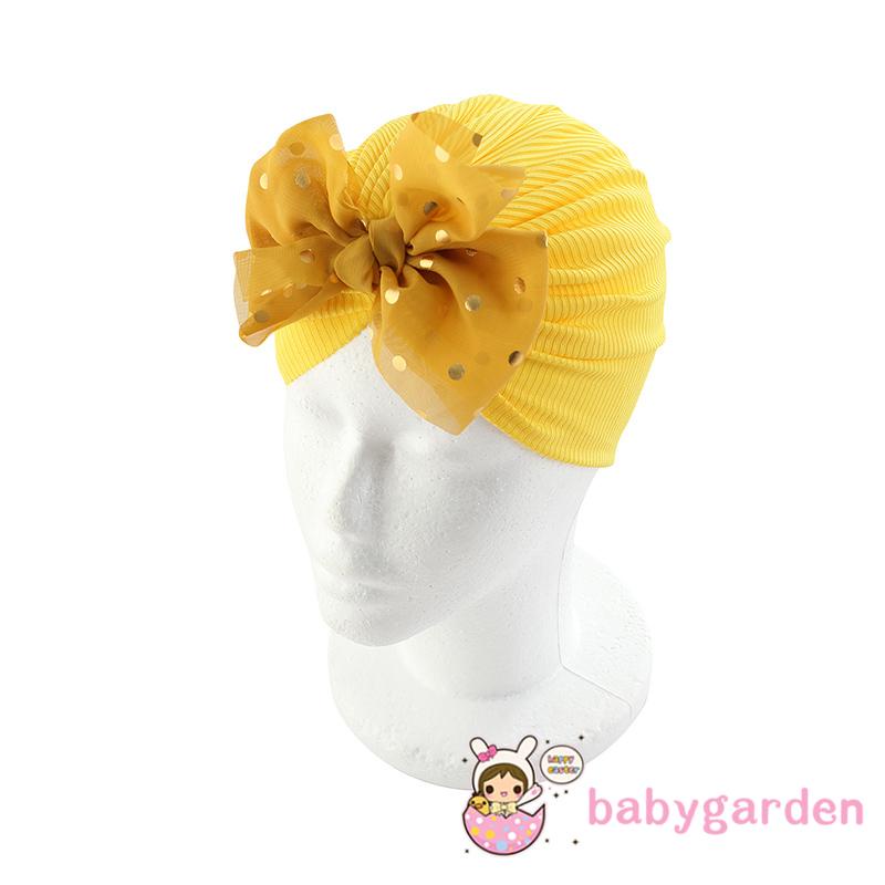 Mũ turban trùm đầu dệt kim đính nơ trang trí phụ kiện cho bé sơ sinh