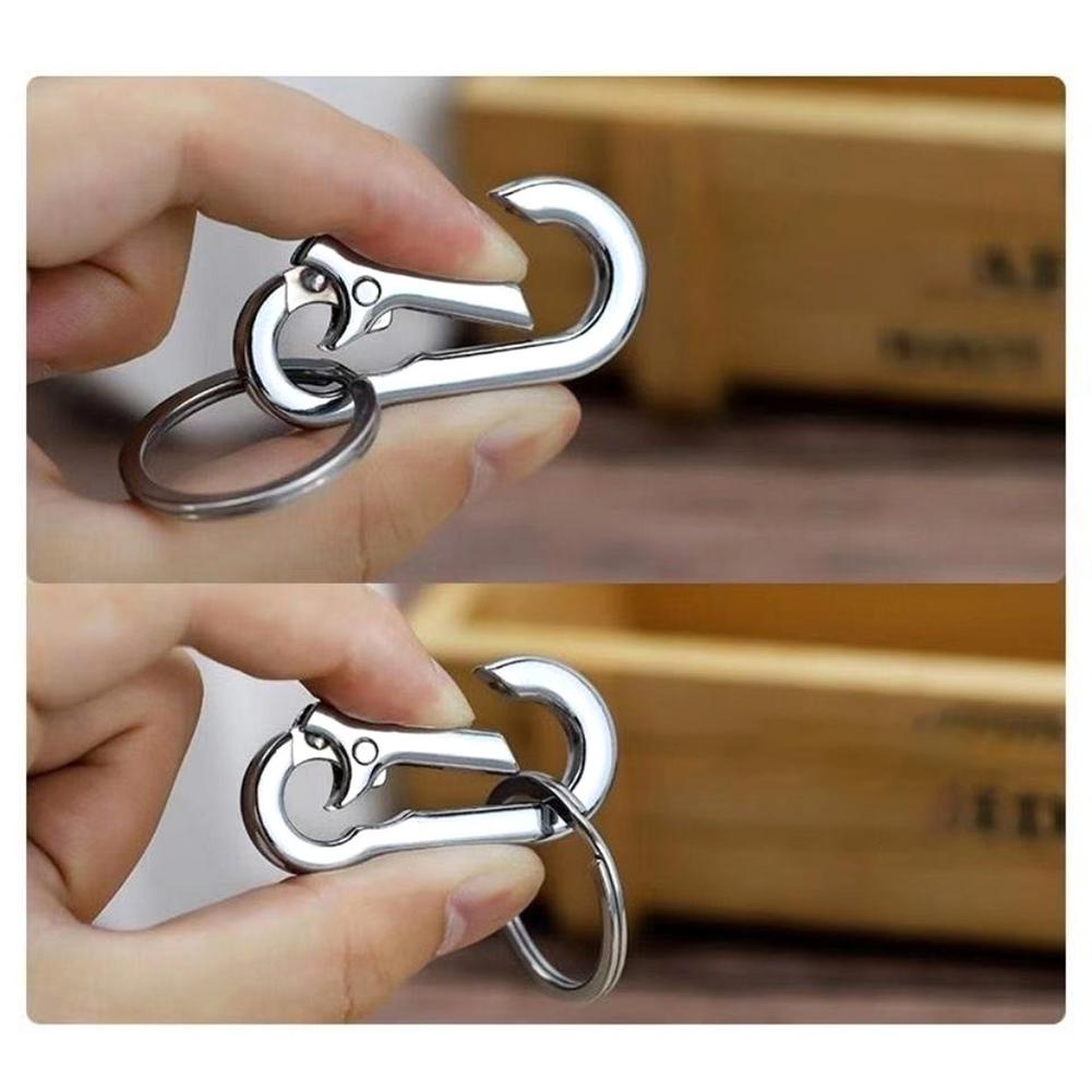Móc khoá ô tô Carabiner đúc liền khối inox dùng ngoài trời
