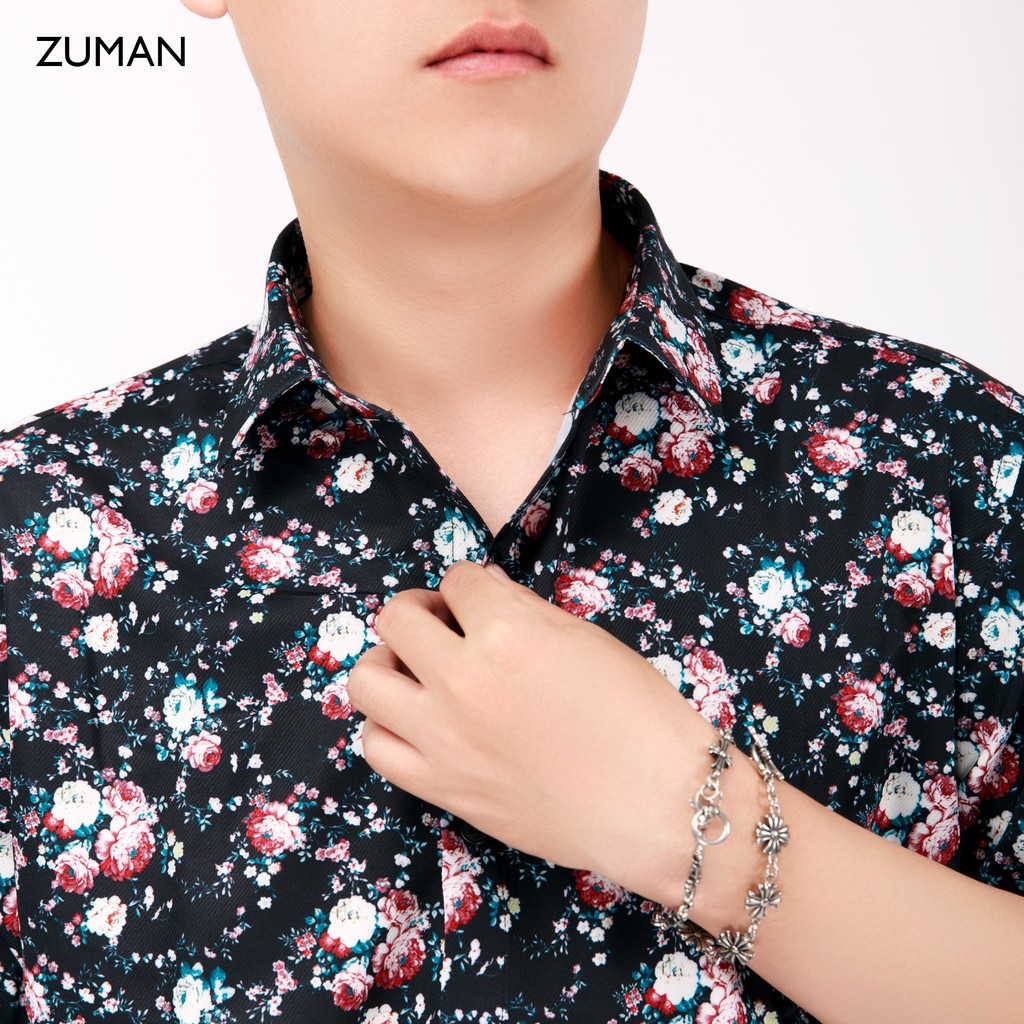 Áo sơ mi nam ngắn tay vải lụa thiết kế hoạ tiết hoa nhí - ZUMAN - ASM95 | BigBuy360 - bigbuy360.vn