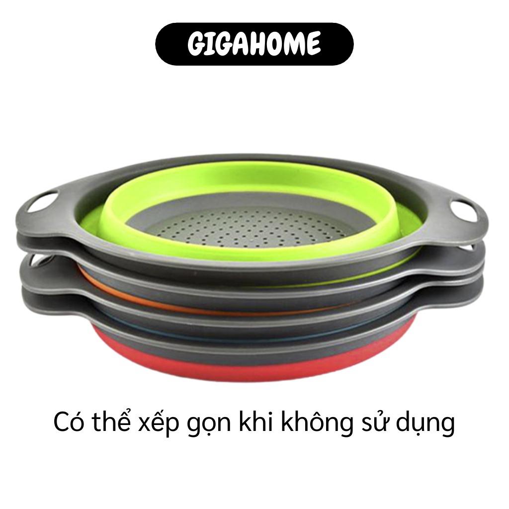 Rổ xếp gọn   GIÁ VỐN]   Combo 2 rổ xếp gọn hình tròn (1 lớn + 1 nhỏ) chất liệu nhựa cao cấp có thể xếp gọn 5225