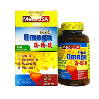 Viên uống Chống Oxy hóa, Giúp tăng cường sức khỏe tim mạch Triple Omega 3-6-9 MediUSA.