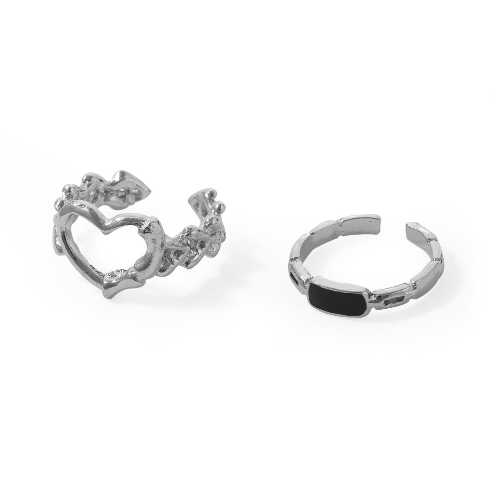 IF ME Bộ Nhẫn Bạc Cắt Lỗ Hình Trái Tim Thời Trang Cho Nữ