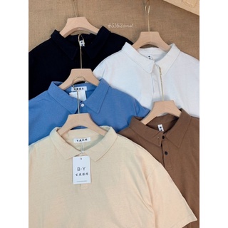 (Ảnh thật) Áo pull trơn chất thô mặt tuyết tay lỡ cổ polo basic