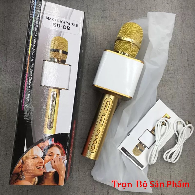 [Mã ELHACE giảm 4% đơn 300K] MIC CẦM TAY KARAOKE SD08 MIC BLUETOOTH HÀNG CHUẨN