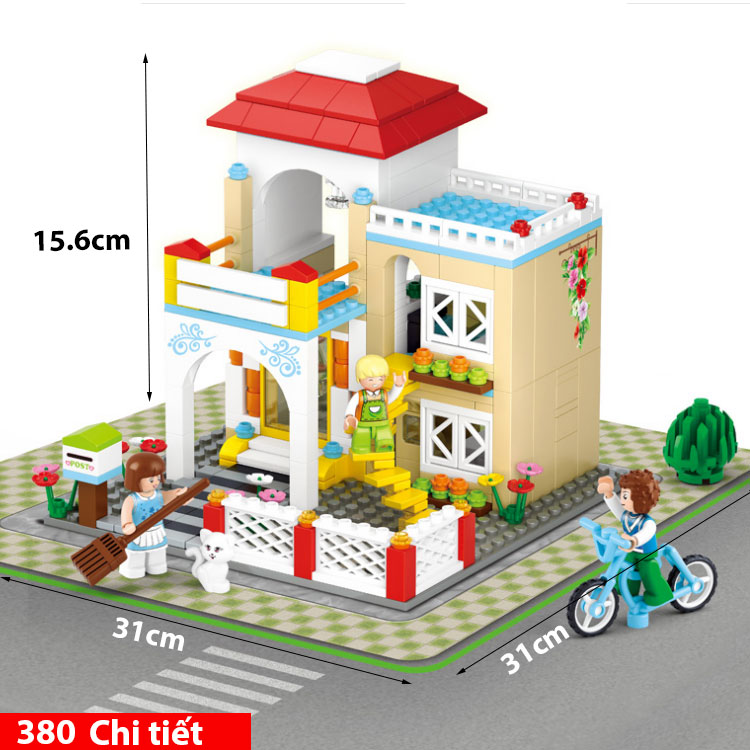 Đồ chơi lắp ghép Kiểu Lego bé trai bé gái mô hình nhà biệt thự chất liệu nhựa ABS cao cấp với 380 Chi tiết