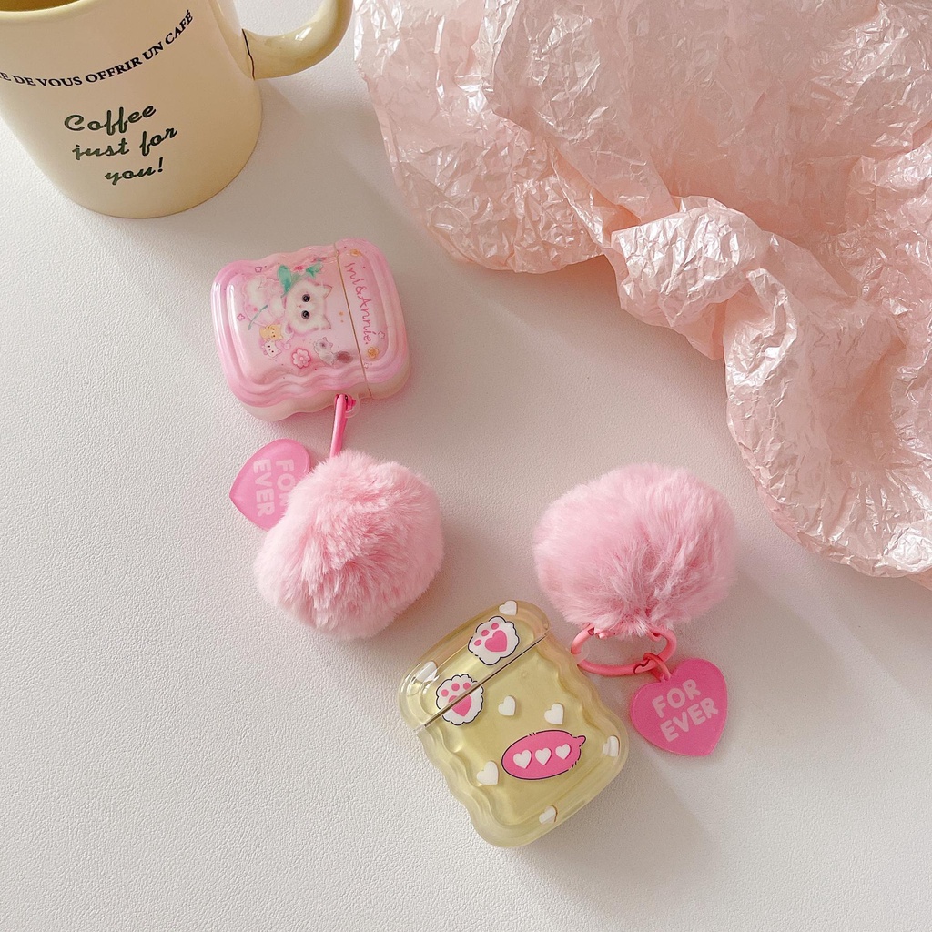 Vỏ Bảo Vệ Hộp Sạc Tai Nghe Bluetooth AirPods 1 2 pro 3 2021 gen3 Bằng Tpu Silicone Mềm Chống Rơi Họa Tiết Báo Hồng Và Mèo Dễ Thương