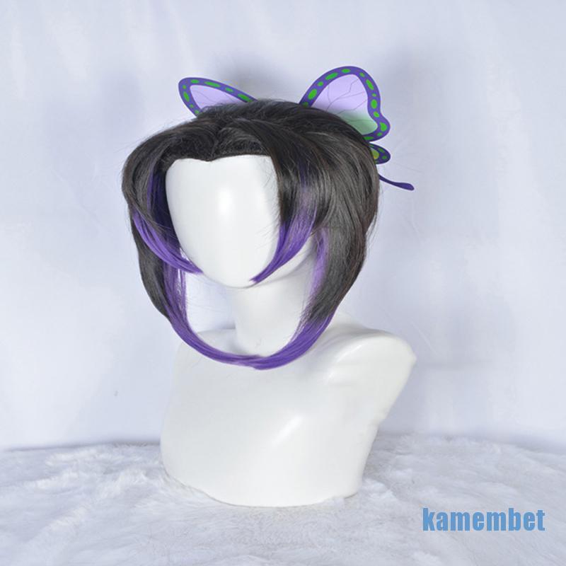 （hot*cod）Anime Kochou Shinobu Black-purple Cosplay Synthetic Hair Wigs Party Exhibit