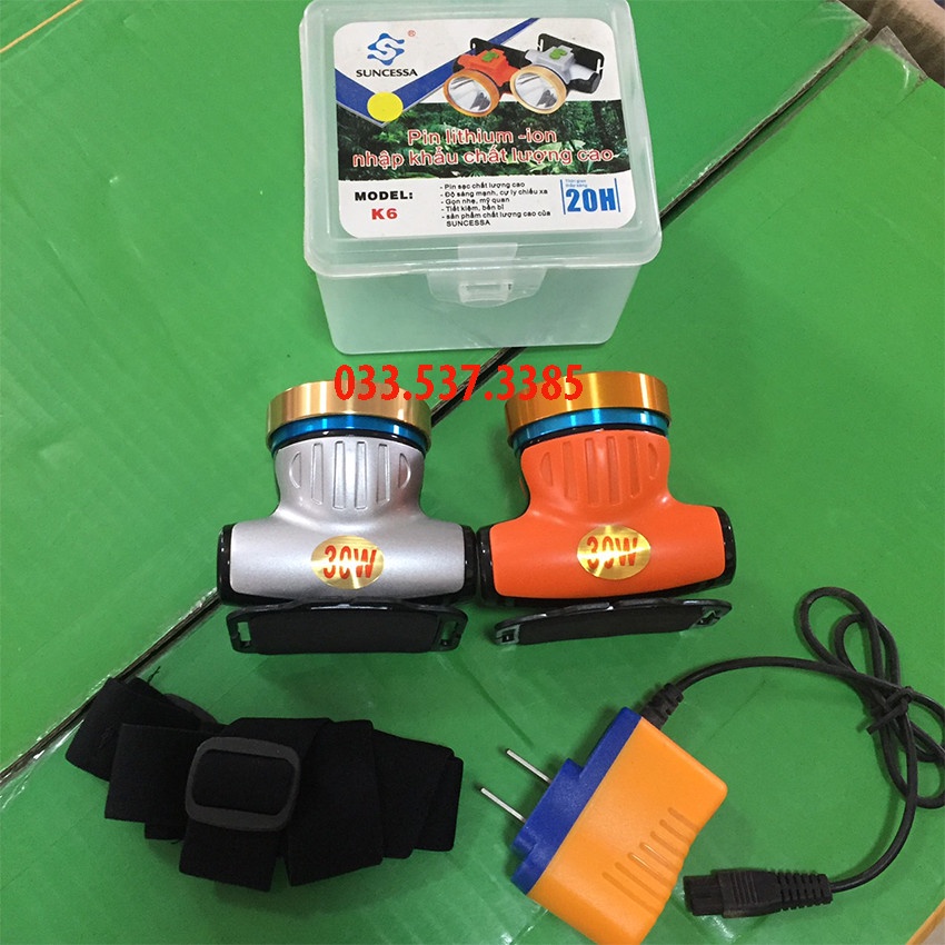 Đèn mini siêu sáng, đèn bin đội đầu K6 thiết kế nhỏ gọn thông minh với hướng xoay 90 độ