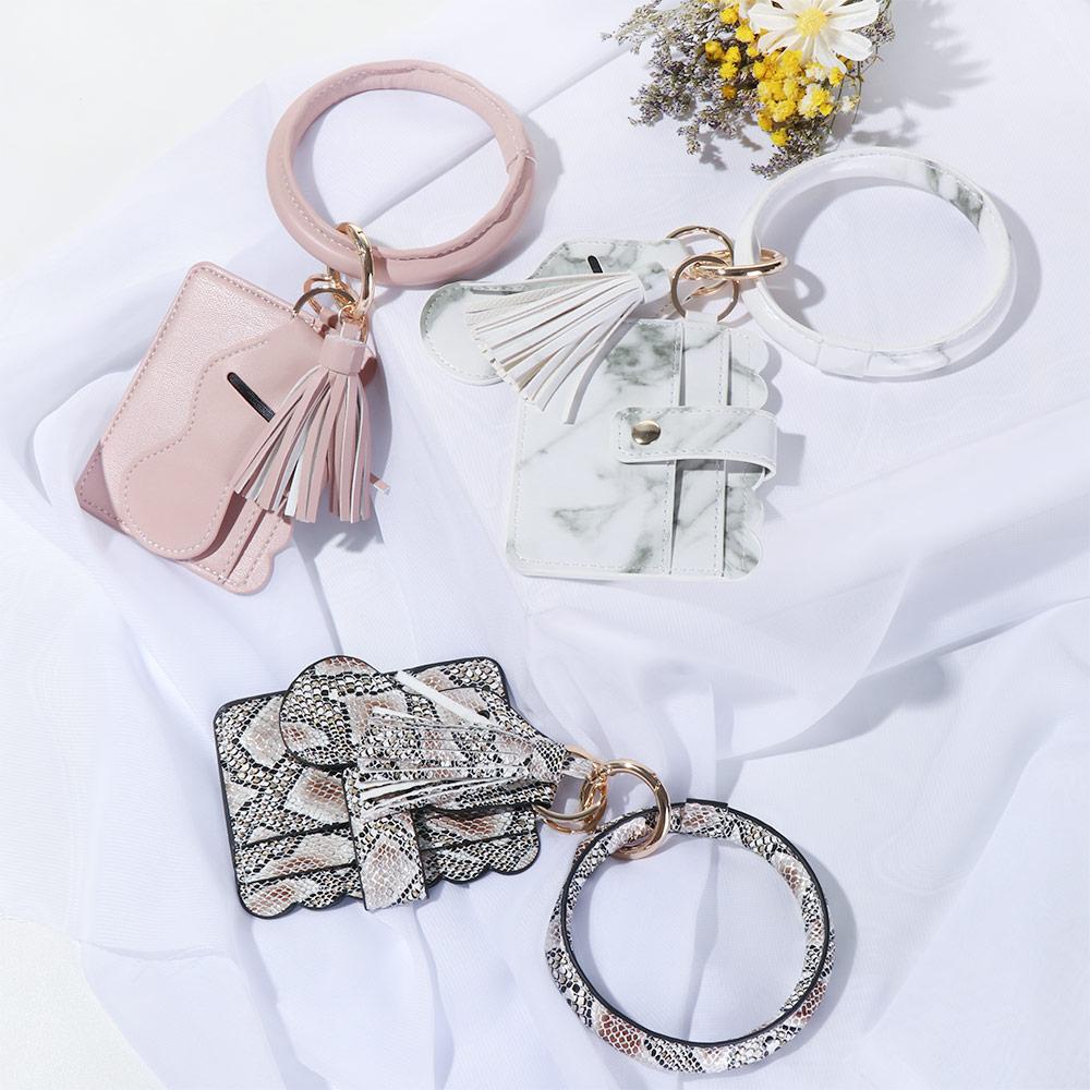 Mih Ví Da PU Đựng Chìa Khóa Xe Hơi Dạng Vòng Chữ O Phối Tua Rua Đa Chức Năng