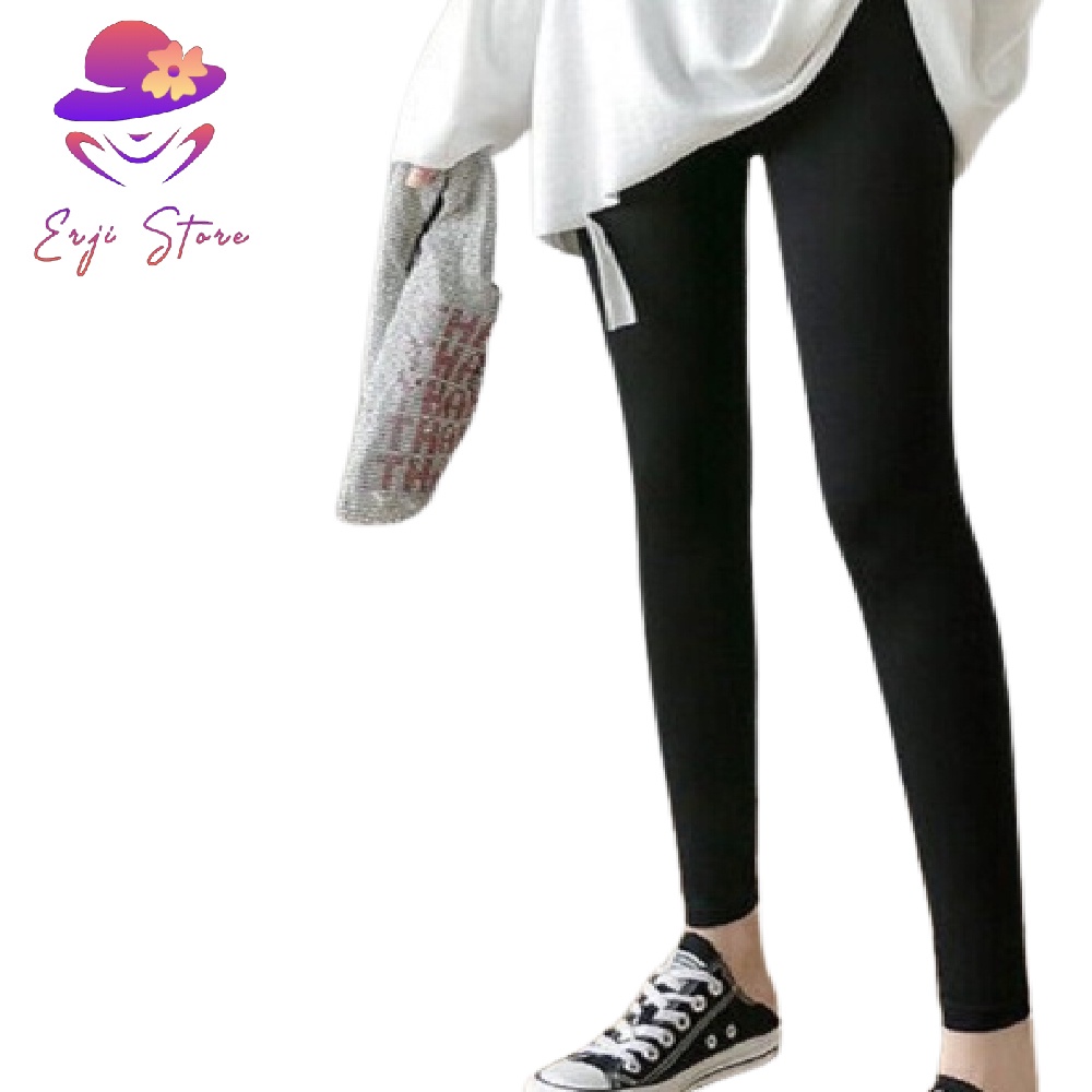 Quần legging nữ dài lưng cao dày dặn Erji vải thun thái cao cấp dáng ôm mặc nhà đi chơi tập gym E01 | BigBuy360 - bigbuy360.vn