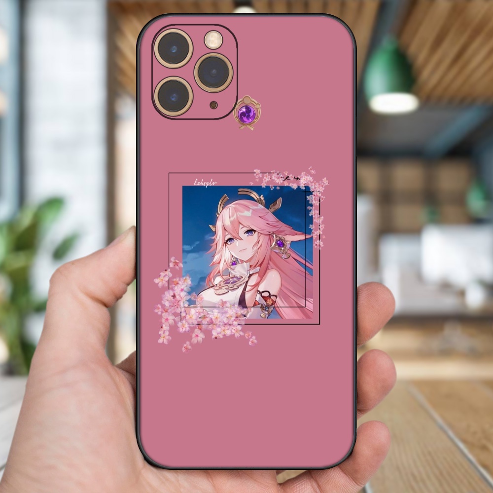 Ốp lưng iPhone 11 Pro dẻo đen cạnh vuông in hình Yae Miko Genshin Impact
