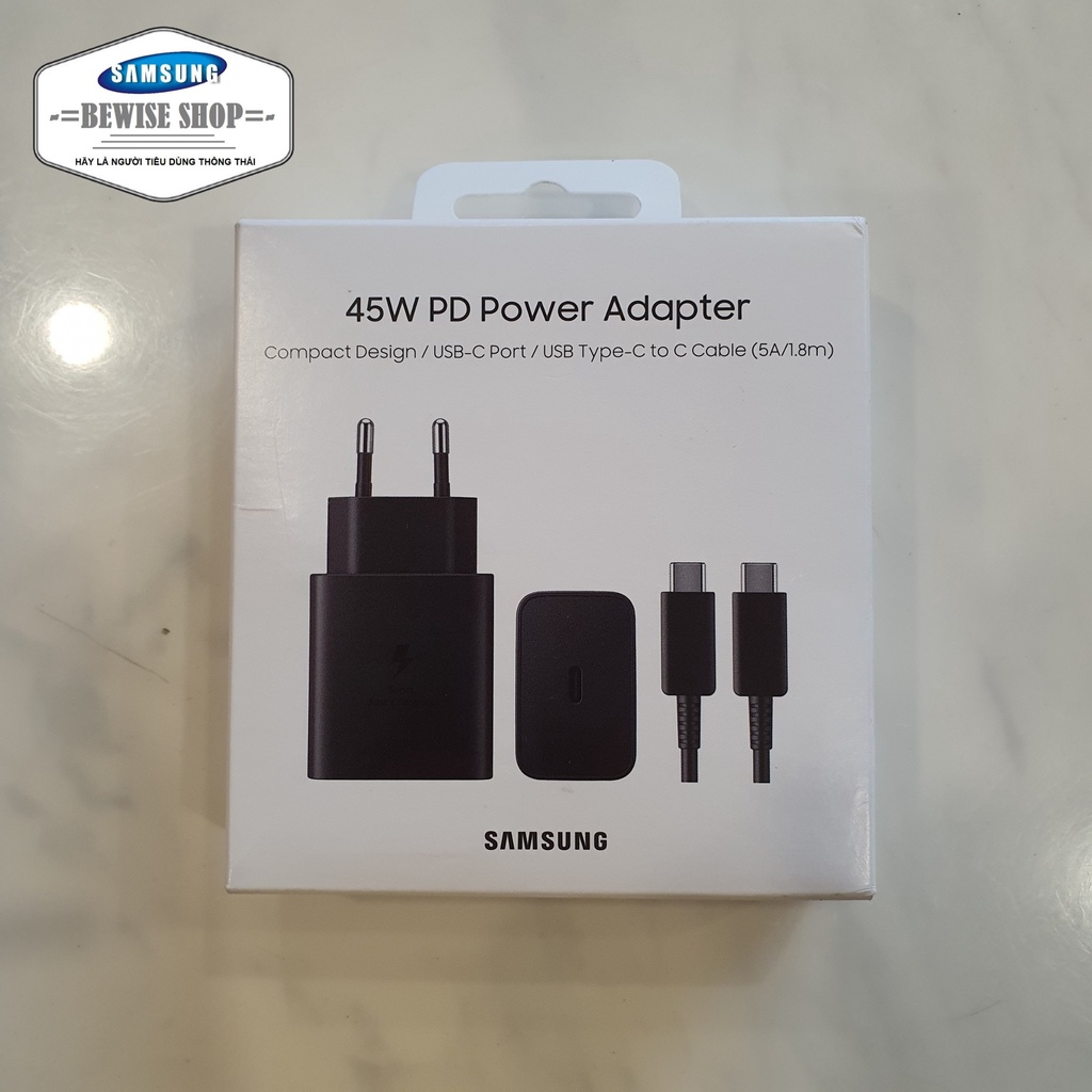 Bộ Sạc Siêu Nhanh Samsung 45W EP-T4510 Kèm Cáp 5A Dài 1m8 - Chính Hãng Full Box