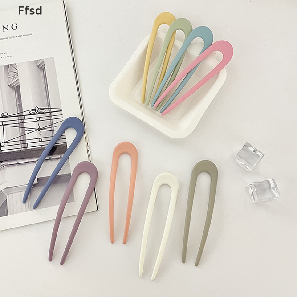 1 Kẹp Tóc Nhựa Hình Chữ U Màu Trơn Đơn Giản Thời Trang Cho Nữ