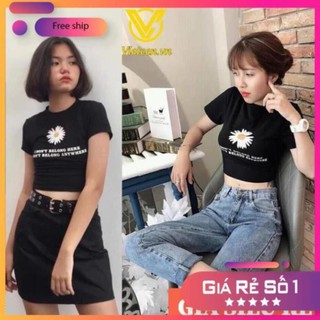 Áo croptop nữ 🍓 freeship🍓 giảm 10k - áo croptop hoa cúc