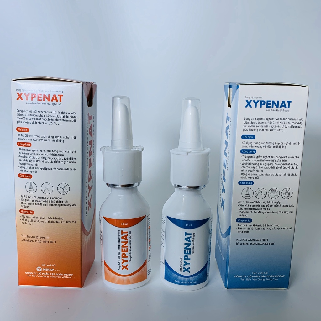 Xịt muối biển XYPENAT giúp thông mũi, giảm nghẹt mũi, bảo vệ niêm mạc mũi  30ml