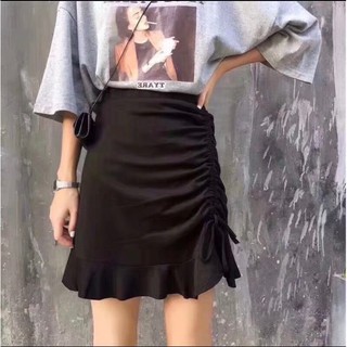Chân váy len ngắn đuôi cá rút dây