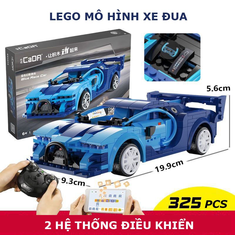 Đồ Chơi Điều Khiển Từ Xa Lắp Ráp Kiểu LEGO CaDA Mô Hình Siêu Xe BUGATTI BLUE RACE CAR C51073 với 325 Mảnh Ghép