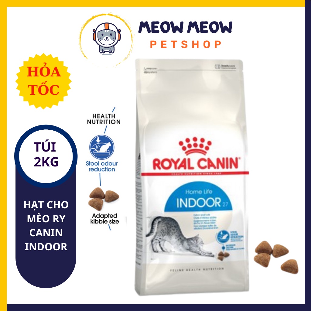 Hạt cho mèo Royal Canin Indoor | Túi 2KG | Thức ăn khô cho mèo nhập khẩu Pháp.