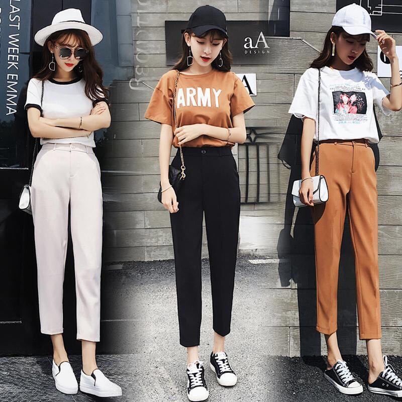 Quần Dài Lưng Cao Dáng Ôm Phong Cách Thời Trang Hàn Quốc