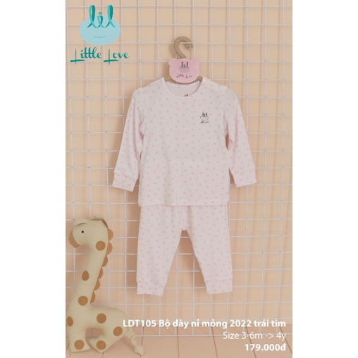 Lil little love - Bộ dài tay vải nỉ mỏng đủ size cho bé 9-18kg