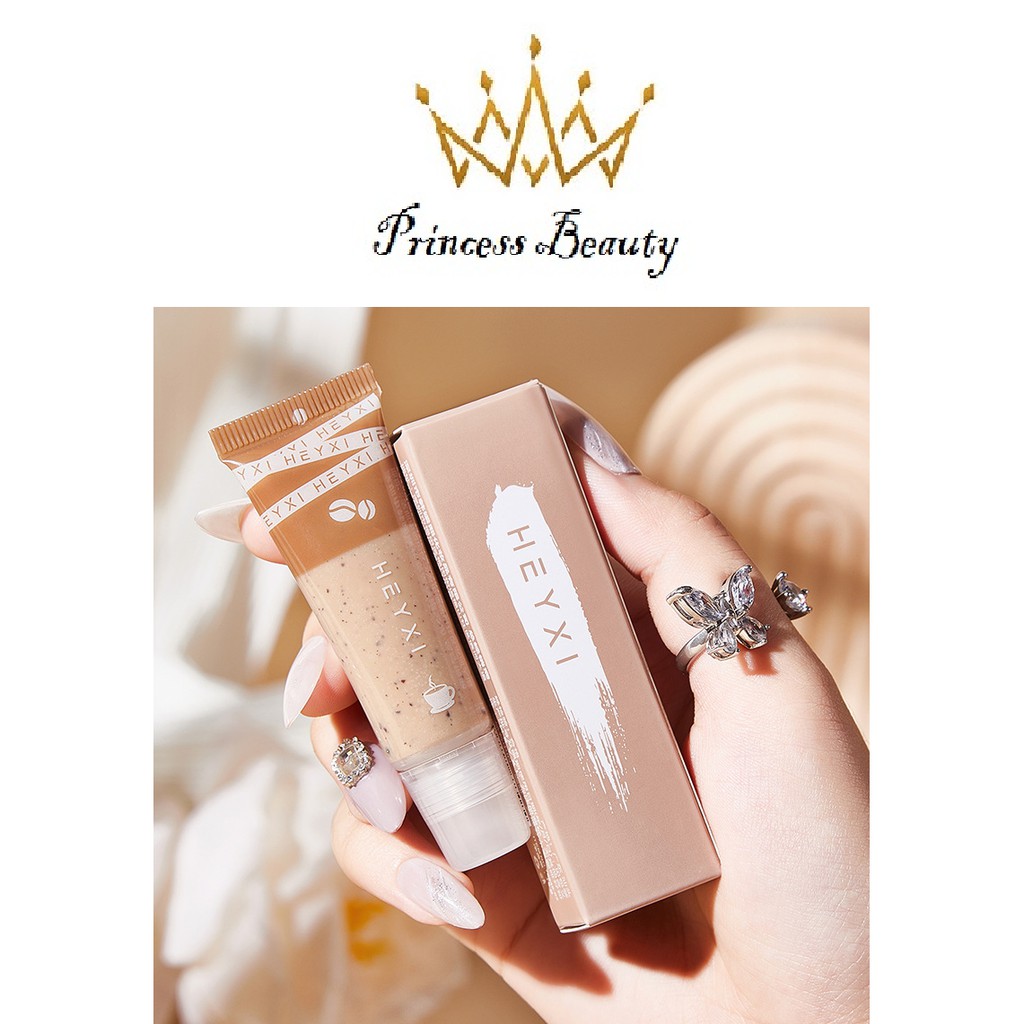 Tẩy da chết môi Heyxi Cafe 15G giúp dưỡng ẩm và hồng môi Princess Beauty