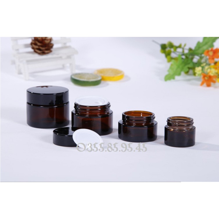 ⚡GÌ CŨNG RẺ ⚡Hũ thủy tinh thân NÂU nắp VÀNG và ĐEN  5g / 10g / 15g / 20g / 30 / 50g / 100g - hủ lọ chiết mỹ phẩm.