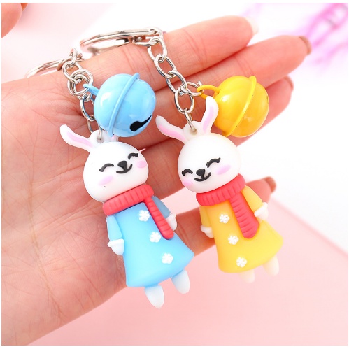 Móc khóa cute, móc khoá thỏ quàng khăn có kèm chuông MolangShop