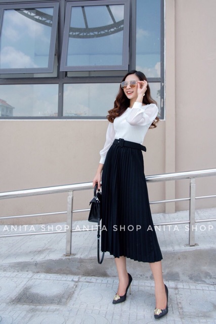 Chân váy xếp ly - tặng kèm dây lưng | BigBuy360 - bigbuy360.vn