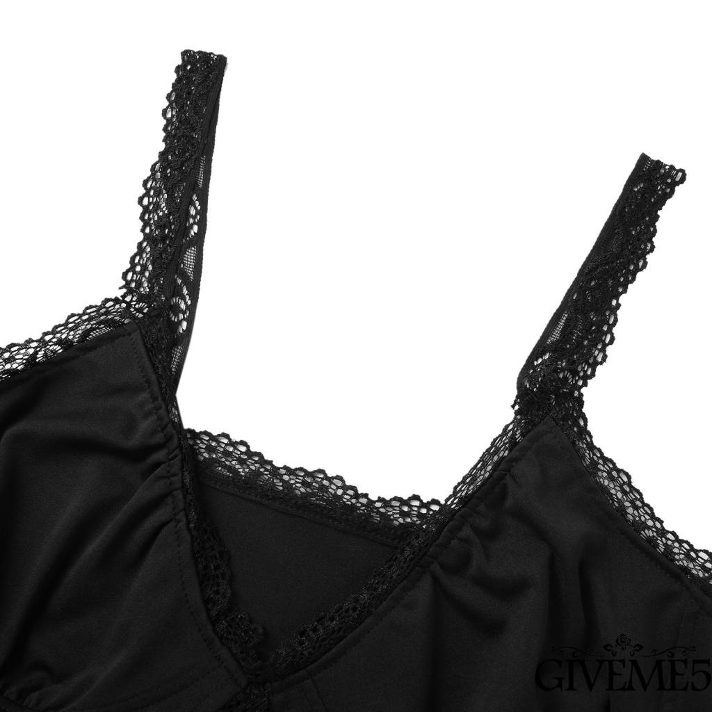GIVEME-Women Tanks Tops with Lace Flower Hem Decoration, Open Front Deep V Neck Summer Clothing