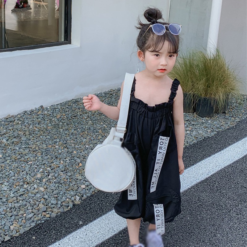 Se7en Áo liền quần Sát Nách Ống Rộng Màu Trơn Dễ Thương Thời Trang Mùa Hè Cho Bé Gái