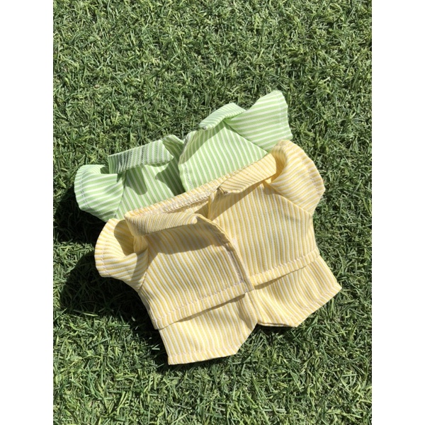 Bộ đồ ngủ sọc vàng gà con cho doll 15cm 20cm