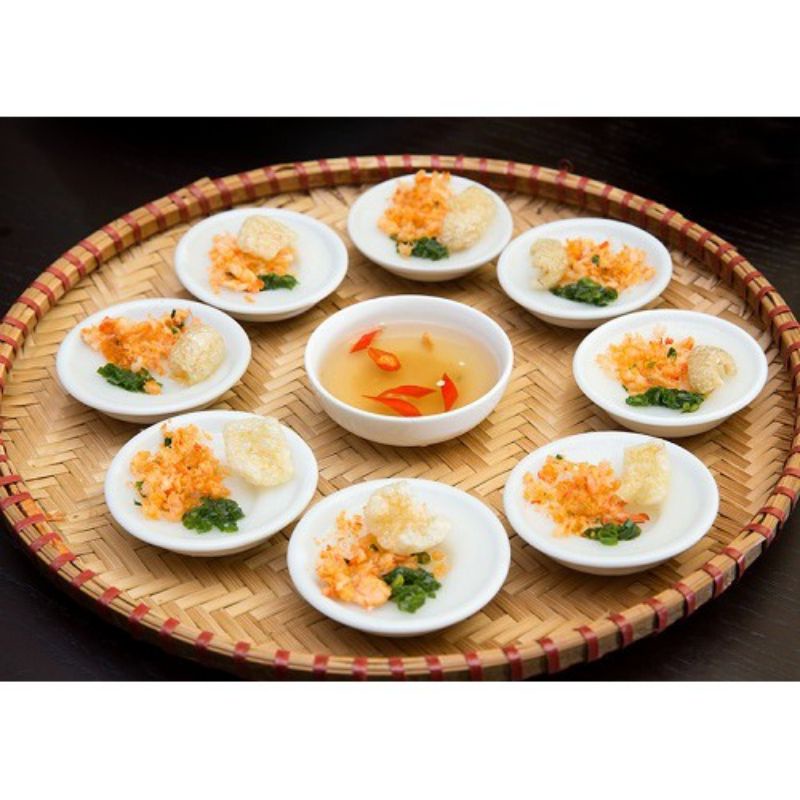 10 chén bánh bèo bi, chén nước tương, chén muối tiêu
