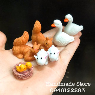 Ngỗng - sóc - cừu - tổ chim mô hình