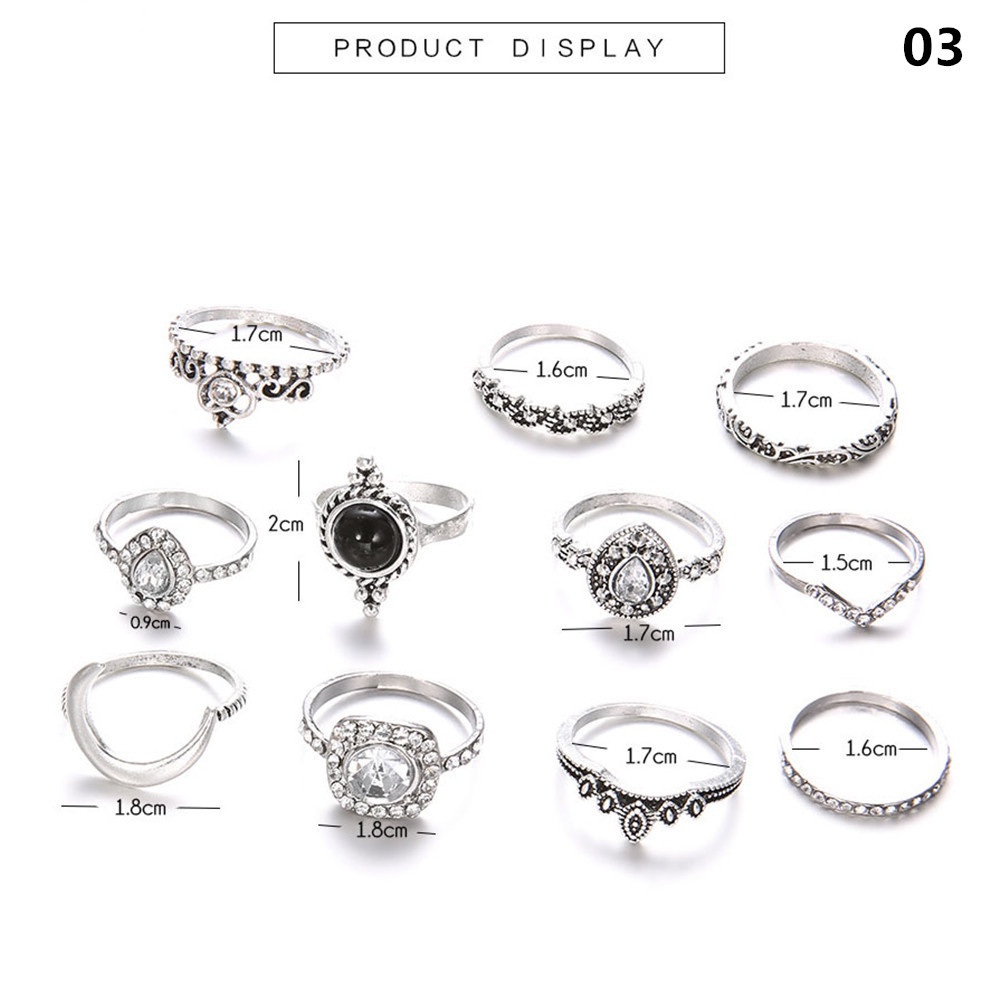 Bộ 11 / 12 / 13 / 16 nhẫn đeo đốt ngón tay phong cách boho cổ điển thời trang cho nữ
