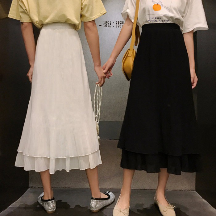 (CÓ SẴN) Chân váy xếp ly dáng dài phong cách Ulzzang [Ảnh thật cuối]