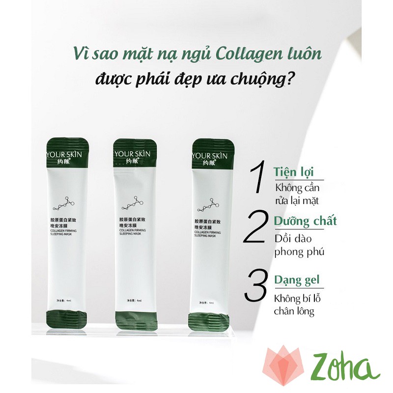 Lẻ 1 gói Mặt nạ ngủ collagen dạng gel YOUR SKIN làm săn chắc và chống lão hóa da dưỡng ẩm chuyên sâu giúp da sáng hồng