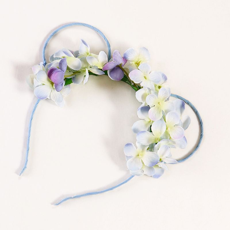 Băng Đô Tai Gấu Đính Hoa Nhân Tạo Dễ Thương Dành Cho Bé Gái