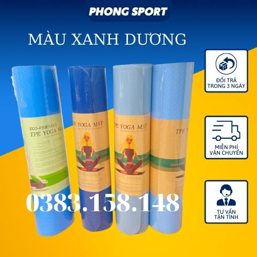 Thảm tập yoga, thảm tập gym tại nhà TPE chống trượt cao cấp 2 lớp 6mm, 8mm - PHONG SPORT