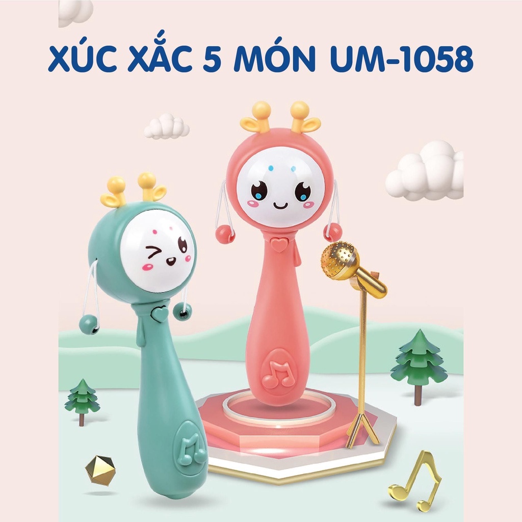 Bộ xúc xắc gặm nướu 5 món phát nhạc Umoo 1058/ Bộ xúc xắc 8 món Umoo 1051