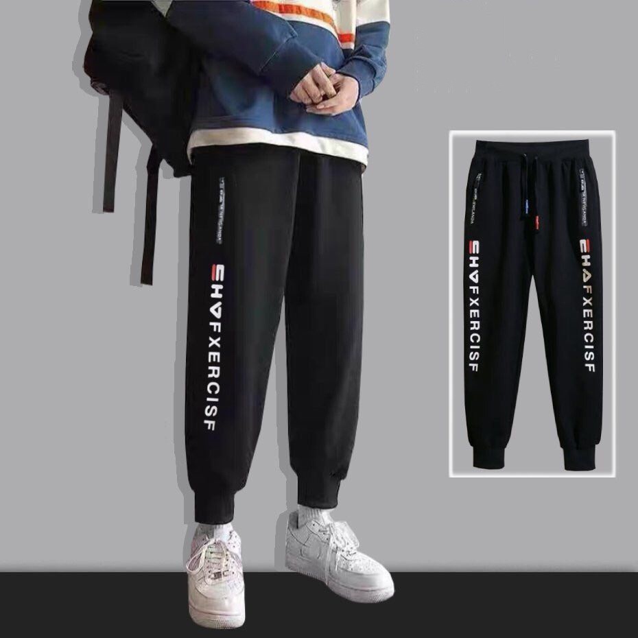 Quần Jogger Nam Phối Chữ Sọc Sườn Lưng Chun Bo Gấu Basic Trẻ Trung JOGGER NAM 9000075