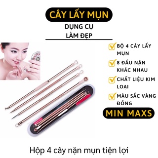 Cây Nặn Mụn - Bộ 4 Que Lấy Mụn Chuyên Nghiệp Có 8 Đầu Nặn Khác Nhau 4049 [MINMAXS]