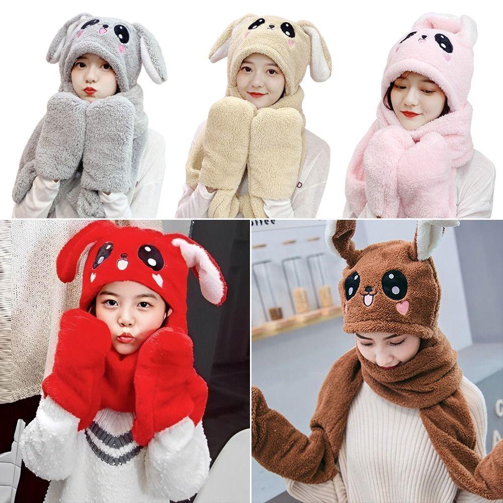 Mũ Len Che Tai Kèm Khăn Choàng Cổ Giữ Ấm Mùa Thu Đông Cho Nữ