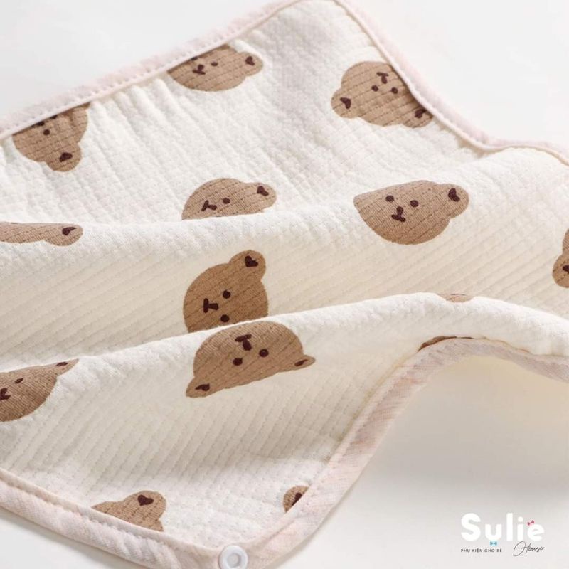Khăn yếm xô muslin trần bông hình gấu thỏ cao cấp cho bé trai bé gái. _Chíp Chíp Shop