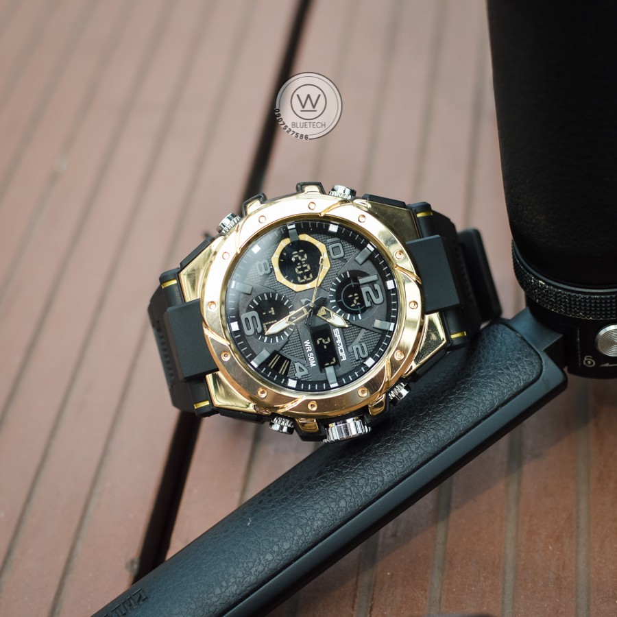 Đồng hồ Nam Sanda 6008 Chạy 2 máy - Tặng hộp +Pin