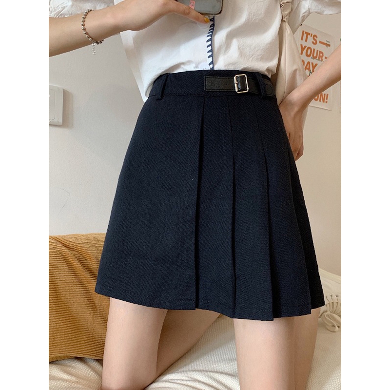 In stock Chân Váy Denim Chữ A Lưng Cao Thiết Kế Xếp Ly Xinh Xắn | BigBuy360 - bigbuy360.vn