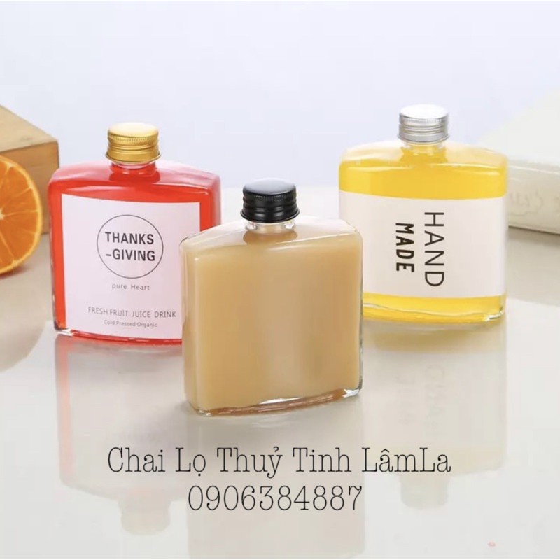 Chai Thuỷ Tinh Vuông Dẹp Nắp Nhôm Bạc 50ml 100ml 200ml 250ml