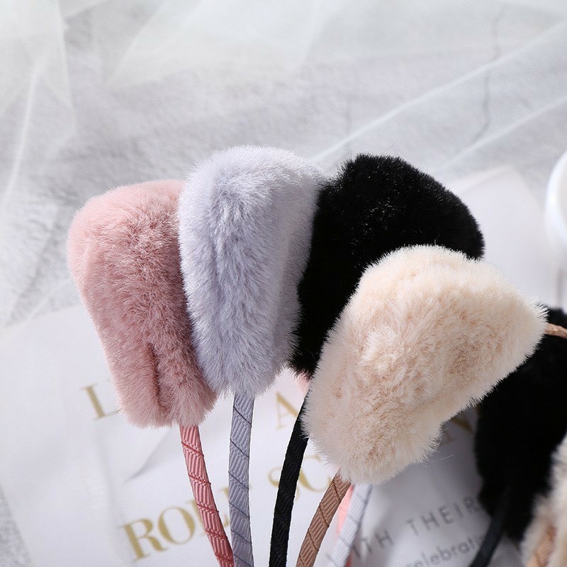 Băng đô rửa mặt bờm cài tóc dễ thương cute tai thỏ mèo tuần lộc gấu lông mềm mịn