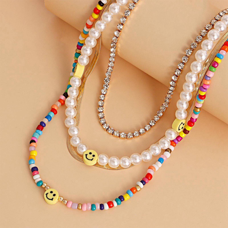 Vòng cổ Hạt Ngọc Trai Nhiều Lớp Mặt Hình Trái Tim Phong Cách Bohemia
