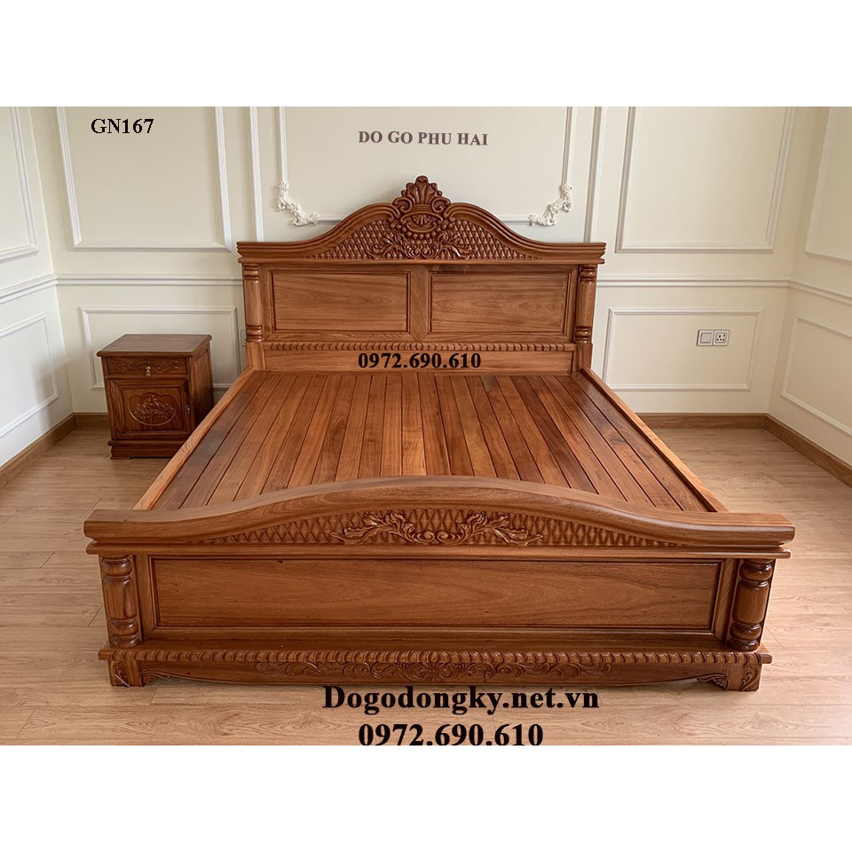 Giường ngủ gỗ đẹp giá rẻ hiện đại nội thất Phú Hải GN167