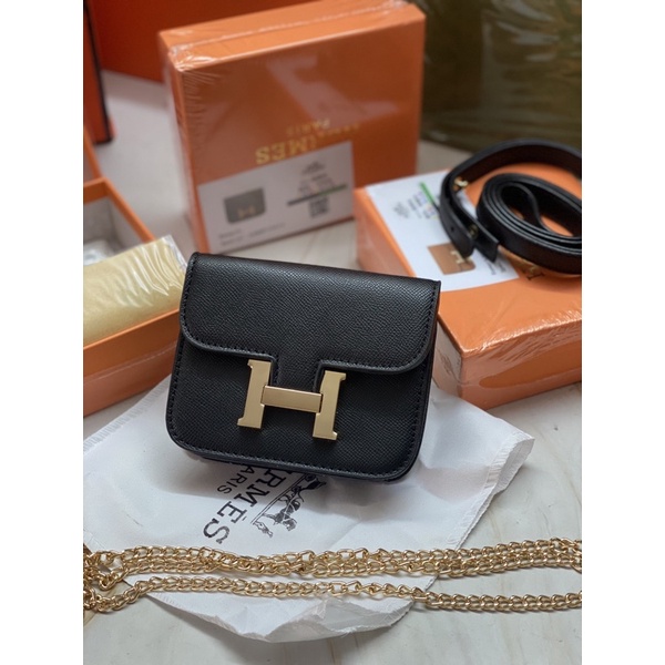 TÚI HM ĐEO CHÉO KHOÁ CHỮ H TAG VÀNG MINI BẢN 2 DÂY FULLBOX HOẢ TỐC
